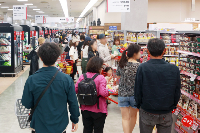 지난 2일 서울 시내 한 대형마트에서 장을 보는 시민들. <연합뉴스>